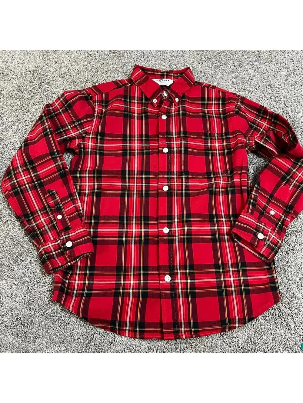 Old Navy Boy's Plaid Holiday Button Down Shirt size 10-12